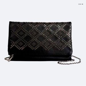 Lesley Micro Stud Clutch Black Faux Leather